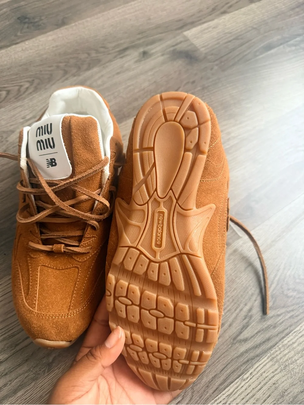 Miu Miu Men's Suede Sneakers in Cognac Brown